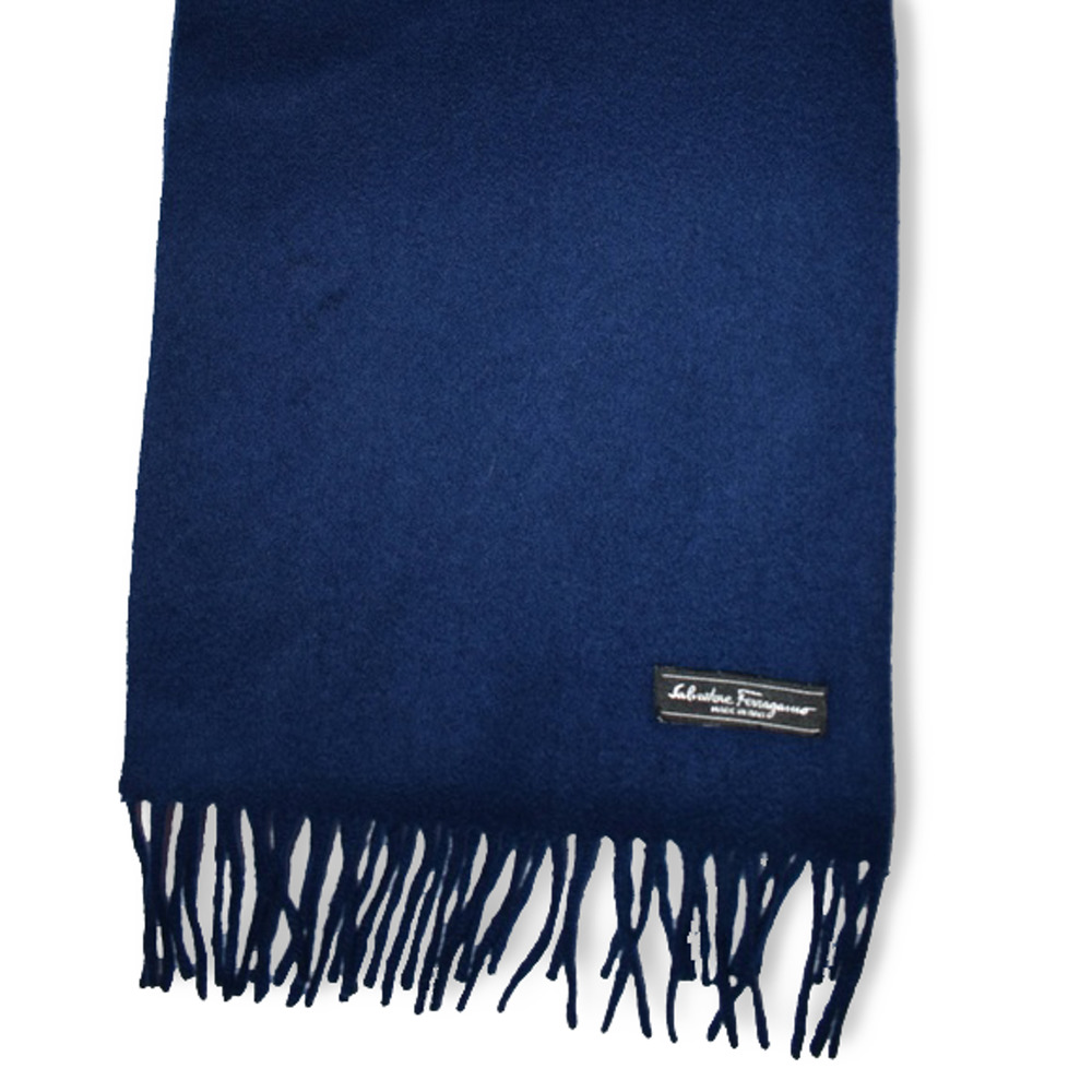 Auth Salvatore Ferragamo Blue Long Scarf